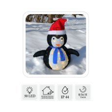 Festliche LED-Dekoration – Pinguin, 75 cm, 50 Lichter, warmweiß, für innen und außen *8417