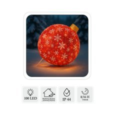 Festliche Dekoration – LED-Kugel 60 cm, 100 Lichter, warmweiß, für innen und außen *8431