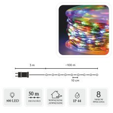 LED-Lichterkette auf Spule, 500 Lampen, mehrfarbig, Länge 3 + 50 m *8547