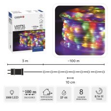 Chomik - LED-Mikro-Lichterkette auf Rolle, 1000 bunte Lämpchen, Länge 3 + 100 m *8578