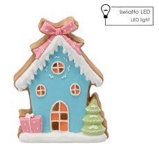 Weihnachtsfigur – Lebkuchenhaus in Blau 30,6 x 12 x 39,6 cm LED *1391