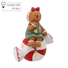 Figur Weihnachtsdeko – Lebkuchenmann, der auf einem Bonbon sitzt, 26,5 x 15 x 35 cm, LED *0981