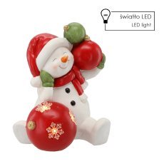 Figur Weihnachtsmann – Schneemann mit Dekoration, 26,3 x 24,2 x 32 cm, LED *1117