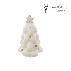 Weihnachtsfigur – Keramik-Tannenbaum 12 x 11,9 x 20,9 cm, mit LED, Verpackung = 2 Stück *1209