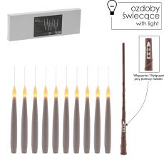 Kpl. 10 hängende LED-Kerzchen mit Stäbchen 1,5 x 15,5 cm *9452
