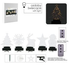 Chomik - Set aus 5 transparenten Lichtern mit Weihnachtsmotiv und Fernbedienung, 10,5 cm - LED9469