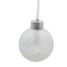 Chomik - Set aus 3 Glas-Weihnachtskugeln mit LED und Schneeflocken, inkl. Fernbedienung, 8 x 10 cm *9476