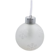 Chomik - Set aus 3 Glas-Weihnachtskugeln mit LED und Schneeflocken, inkl. Fernbedienung, 8 x 10 cm *9476