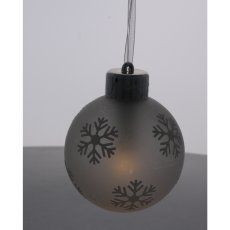 Set aus 3 Glas-Weihnachtskugeln mit LED und Schneeflocken, inkl. Fernbedienung, 8 x 10 cm *9476