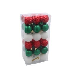 Set mit 36 Christbaumschmuckstücken, 6 cm, in Rot/Grün/Weiß *9889