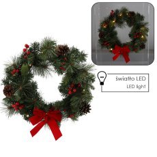 Weihnachtskranz mit 15 LEDs, 40 cm, rot *0271