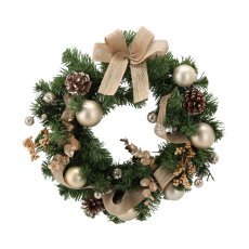 Weihnachtskranz mit 15 LED-Lichtern, 40 cm, gold *0301