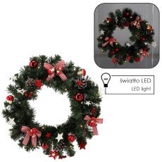 Weihnachtskranz mit 15 LED, 40 cm, rot-weiß *0790