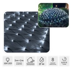 Chomik - Vorhang-Netz mit LED 320 L – Kaltweiß 3 x 2 m für Innen- und Außenbereich – LED1711
