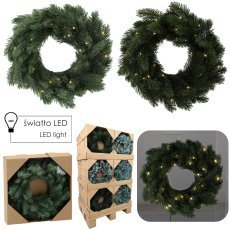 Weihnachtskranz aus Kiefer, 35 cm, mit LED, gemischte Designs, Display = 12 Stück, Palette = 36 Stück *2015