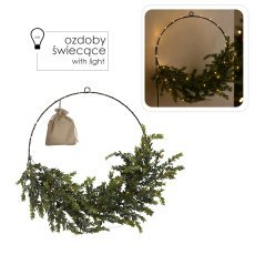 Chomik - Weihnachtskranz 45 cm mit Tannenzweigen und LED, Packung = 12 Stück *2077
