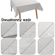 Wendbare Tischdecke Silber-Mix 130 x 180 cm, Weihnachten, Packung mit 1 Stück *4563