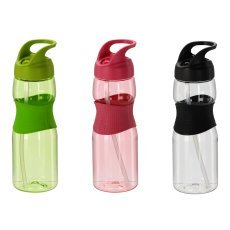 Wasserflasche 730 ml mit Trinkhalm, Farb-Mix *4225