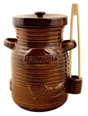 Chomik - Keramikgefäß 3,5 l für Gurken mit Zange honigfarben *3170