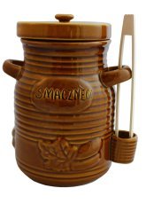 Chomik - Keramikgefäß 3,5 l für Gurken mit Zange honigfarben *3170