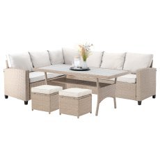 Gartenset „Cesme“ Ecksofa + Tisch + 2 Hocker *3517*
