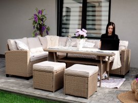 Chomik - Gartenset „Cesme“ Ecksofa + Tisch + 2 Hocker *3517*