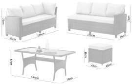 Chomik - Gartenset „Cesme“ Ecksofa + Tisch + 2 Hocker *3517*