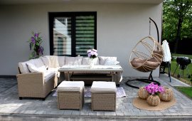 Chomik - Gartenset „Cesme“ Ecksofa + Tisch + 2 Hocker *3517*