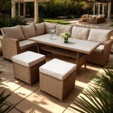Chomik - Gartenset „Cesme“ Ecksofa + Tisch + 2 Hocker *3517*