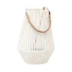 Weiße Laterne, H 35 cm, mit Glaseinsatz *6659