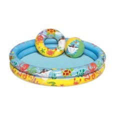 Chomik - Aufblasbares Kinderplanschbecken mit Ball und Ring Bestway 122x20 cm - BES51124
