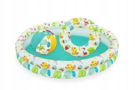 Chomik - Aufblasbares Kinderplanschbecken mit Ball und Ring Bestway 122x20 cm - BES51124