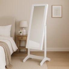 Schmuckschrank mit Spiegel, weiß, 34 × 35,5 × 120 cm *8119