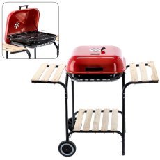 Amerikanischer Holzkohlegrill mit Seitenablagen und Rädern - BBQ0155
