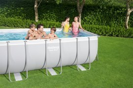 Pool mit Metallrahmen 4,12×2,01×1,22 m - BES56457 (Pool, Sandfilterpumpe, Leiter, Dosierer) *0258 *6288