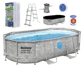 Chomik - Ovaler Pool mit Metallrahmen 4,27×2,5×1 m - BES56714