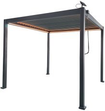 Gartenpergola mit LED-Beleuchtung 3x3x2,5 m – Grau – GOL0555