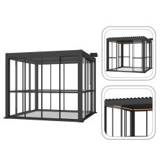 Schiebetür für Aluminium-Pergola, grau, 3 m - GOL0609