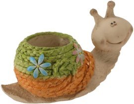 Gartenblumentopf – Schnecke mit geflochtener Schale – GOT7362