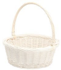Rattankorb 39 × 39 × 16/41 cm mit Henkel – Weiß – DIR6919