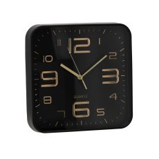 Quadratische Wanduhr – schwarz mit goldenen Ziffern – ZEG4696