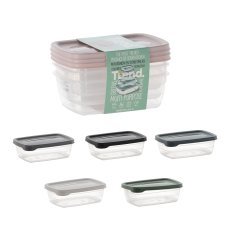 Set aus 3 rechteckigen Aufbewahrungsdosen Trend Box 0,6 L – HOB021015