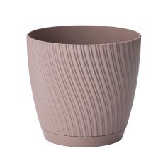 Blumentopf mit Untersetzer Mika 27 cm – grau‑beige – FOM4575