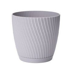 Blumentopf mit Untersetzer Mika Eco 27 cm – Platin – FOM4568