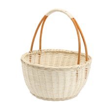 Rattankorb mit Griff, 28 cm – Weiß – DRA4132
