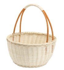 Rattankorb mit Griff, 33 cm – Weiß – DRA4125