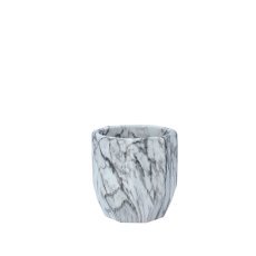 Dekorativer Blumenübertopf aus Keramik, 11,5 x 11,5 x 11,5 cm, in Marmoroptik *5672