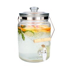 Glas mit dekorativem Muster, Glasdeckel und Ausgießer 5 L – IDE1731