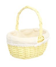 Rattankorb 23 × 17 × 10,5/23 cm mit Henkel und Stoff – gelb *6988