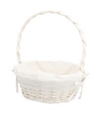Rattankorb 26 x 26 x 11/30 cm mit Henkel und Stoffeinlage – weiß *7183